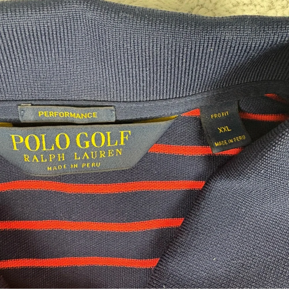 Polo‎ Golf Men's Striped Polo Shirt Blue Red/Orange Large Pony Embroidery Sz XXL
